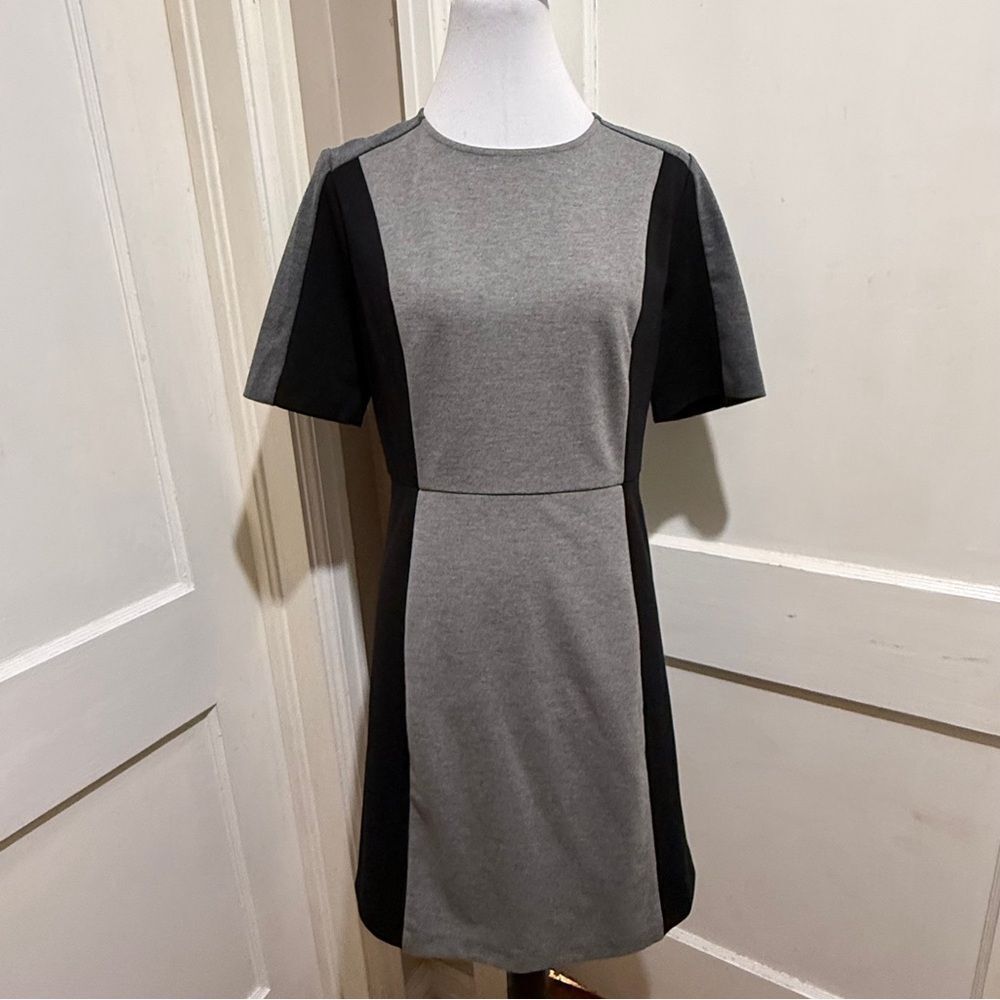 LOFT Winter Weight Two-Tone Mini Dress in Gray and Black